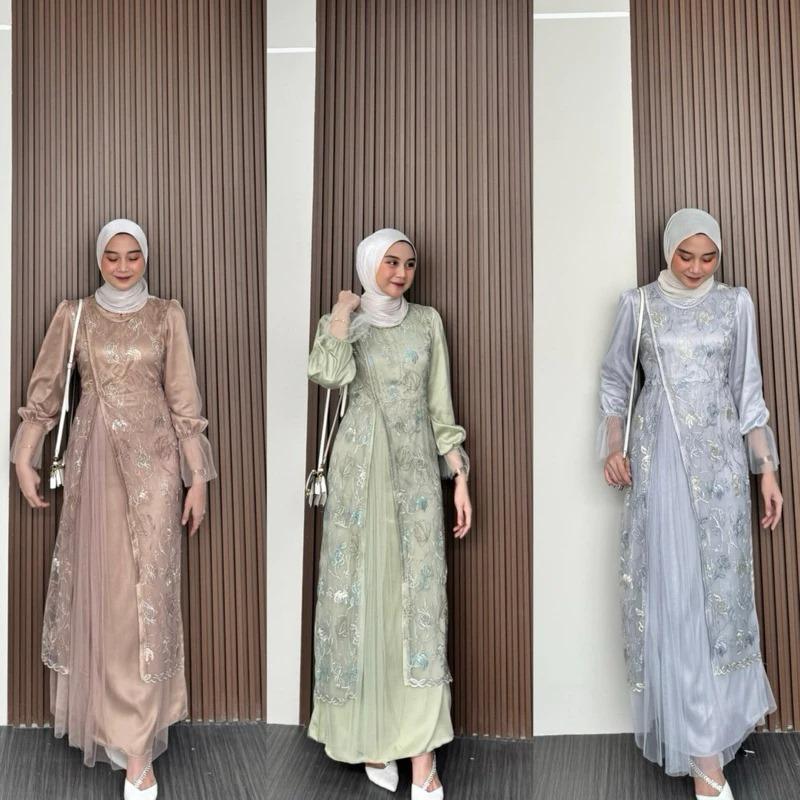 Product Introduction of KINARA DRESS SILK MIX TILLE GARDEN BUSUI FRIENDLY Wanita Muslim Dewasa Kondangan Pesta Gamis Remaja 1