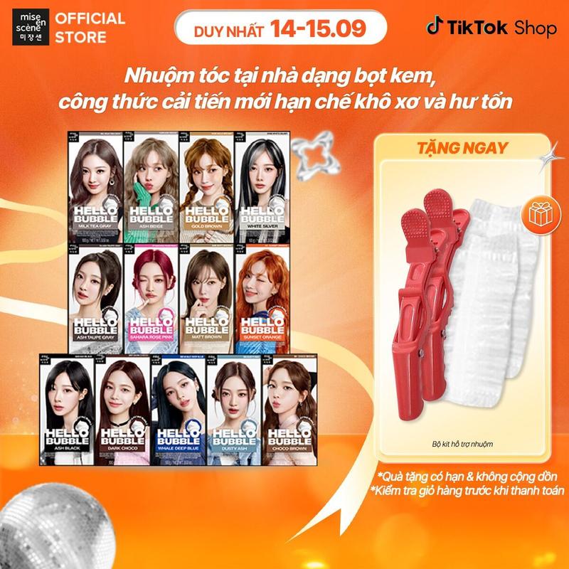 (Phiên bản mới) Nhuộm tóc mise en scène Hello Bubble 100g công thức cải tiến, dạng bọt lâu tan, tông màu xu hướng