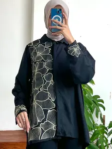 Luisa shirt//Kemeja Katun Mix Bordir Bunga Samping//Atasan Wanita Kekinian