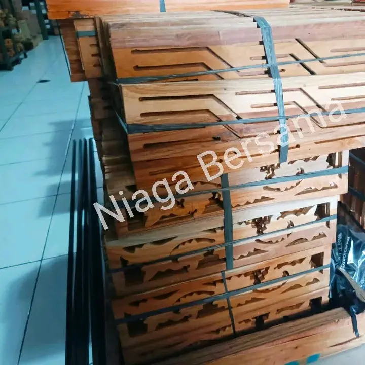 Kepingan Loster Kayu Jati 13 x 30 cm Aski Jepara Motif Kembang Classic Dekorasi Ormanen Tempel Ukiran 4