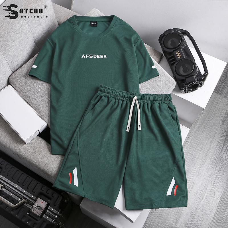 Bộ quần áo Nam Nữ SATEDO Tay cộc, quần short, chất liệu vải Cotton Waffle Tổ Ong cao cấp, với chữ in nhiệt AFSDEER nổi bật, cùng viền thể thao. Mã SP: S037 Menswear