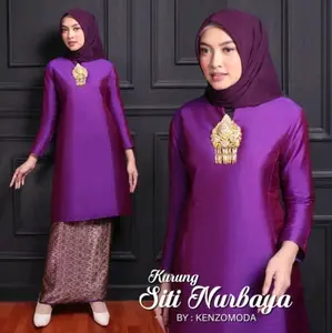 Baju Kurung Tafeta Polos Rok Minakari Melayu Wanita - Dress Kebaya Atasan Lilit Pesta