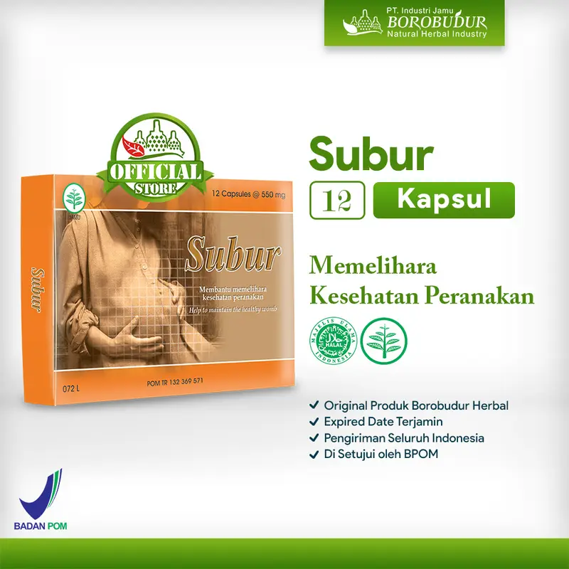 Borobudur Herbal - SUBUR - Kemasan 12 Kapsul & 60 Kapsul - Membantu memelihara kesehatan peranakan (PROMIL) - BPOM dan HALAL 3