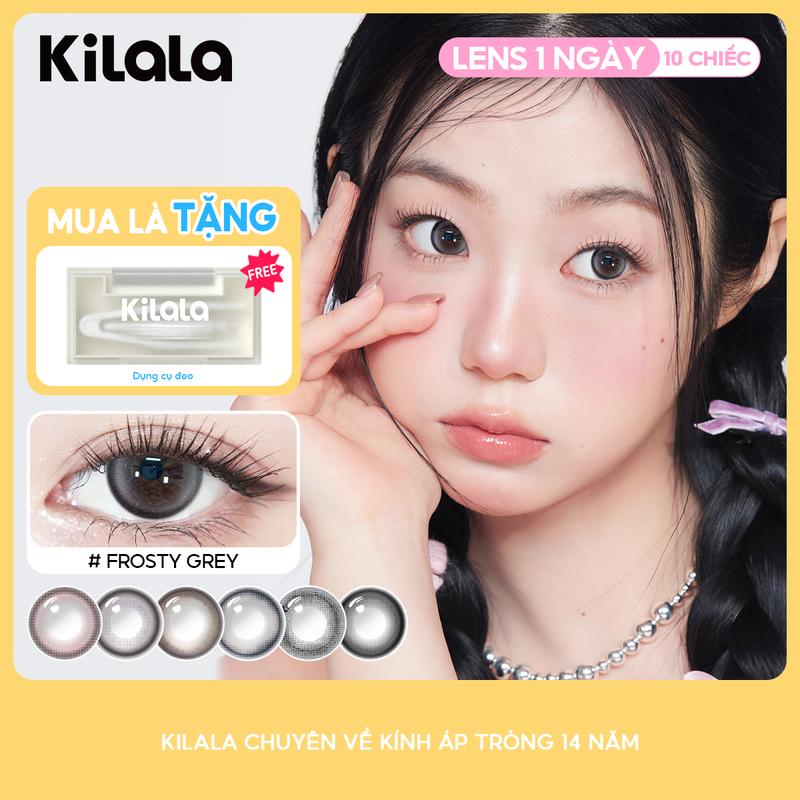 [10 Chiếc] Kilala Lens Daily kính áp tròng 1 ngày màu đen nâu xám DIA 14.0-14.5mm độ cận 0-7 lens êm mềm chống tia UVUV màu sắc tự nhiên không kén trường hợp sử dụng bảo vệ sức khỏe của mắt [series poompoom]