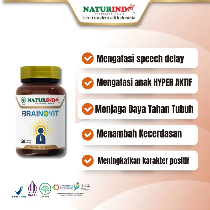 Vitamin Otak Anak Speech delay dan Hiperaktif Peningkat Daya Ingat Kecerdasan Atasi Keterlambatan Berbicara serta Kesehatan Otak BRAINOVIT isi 50 kapsul 1