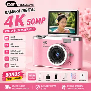 【Creators Exclusive COD] Kamera Digital Hadiah untuk Pemula, Layar 2.4 Inci & Lensa Flip 180°, Termasuk Kartu SD 32G Camera