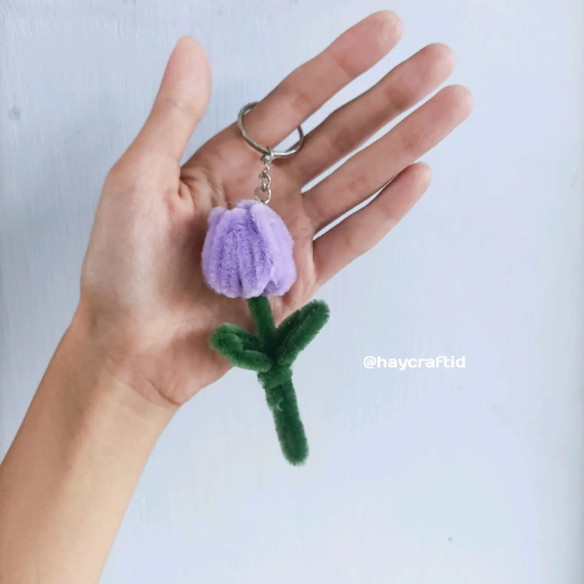 Keychain Gantungan Kunci Pipe Cleaner Kawat Bulu Tulip Aksesoris Tas Dompet Buku