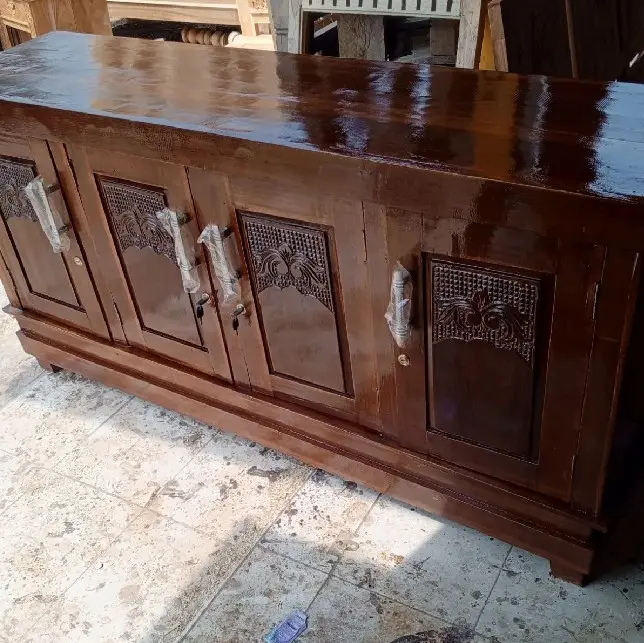Rak Tv Minimalis Kayu Jati, Panjang 150cm, Tinggi 80cm, Lebar 40cm - Furniture Jabodetabek