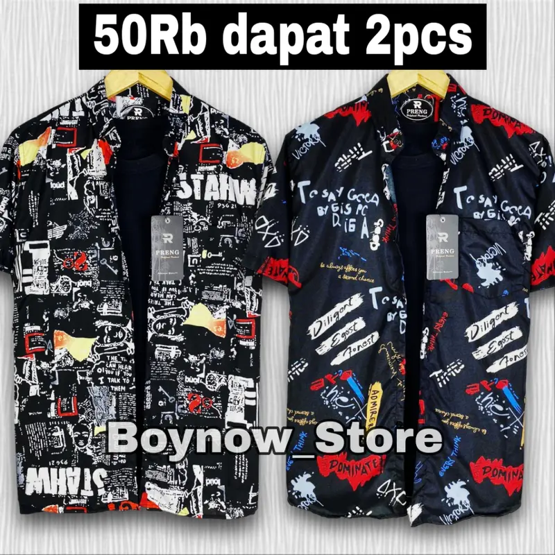 Kemeja Pantai Pria 50Rb Dapat 2Pcs Baju pantai Pria Kemeja Motif Lengan Pendek TERLARIS 0