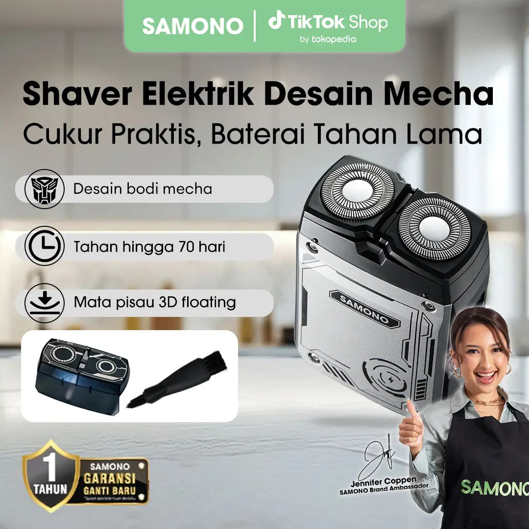 (GUNCANG 8.8) Samono Electric Shaver SW-ES30 Alat Cukur Elektrik Jenggot Kumis Portable, Desain Mini, Baterai Tahan Lama 70 Hari, Pisau 3D Floating