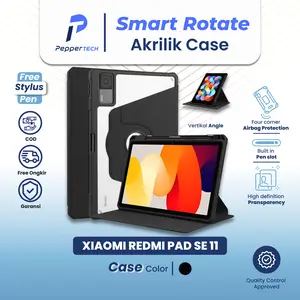 Case For Xiaomi Redmi Pad SE 11" Inch 2023 WiFi 4G LTE 360 Rotating Tablet Case For Xiaomi pad Cover With Pencil Holder Akrilik Clear Transparent