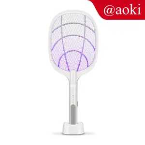 AOKI Raket nyamuk insect killer 2 ini 1 canggih efektif Baterai Listrik Ungu Kabel