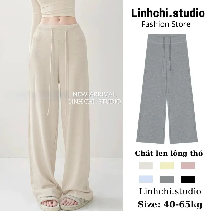 [LEN QC-CÓ DÁNG NẤM] Quần suông cạp 7 phân chất len lông thỏ mềm mịn_Linhchi.studio