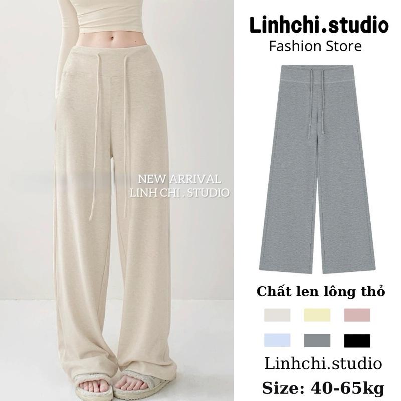   LEN QC-CÓ DÁNG NẤM  Quần suông cạp 7 phân chất len lông thỏ mềm mịn_Linhchi.studio 