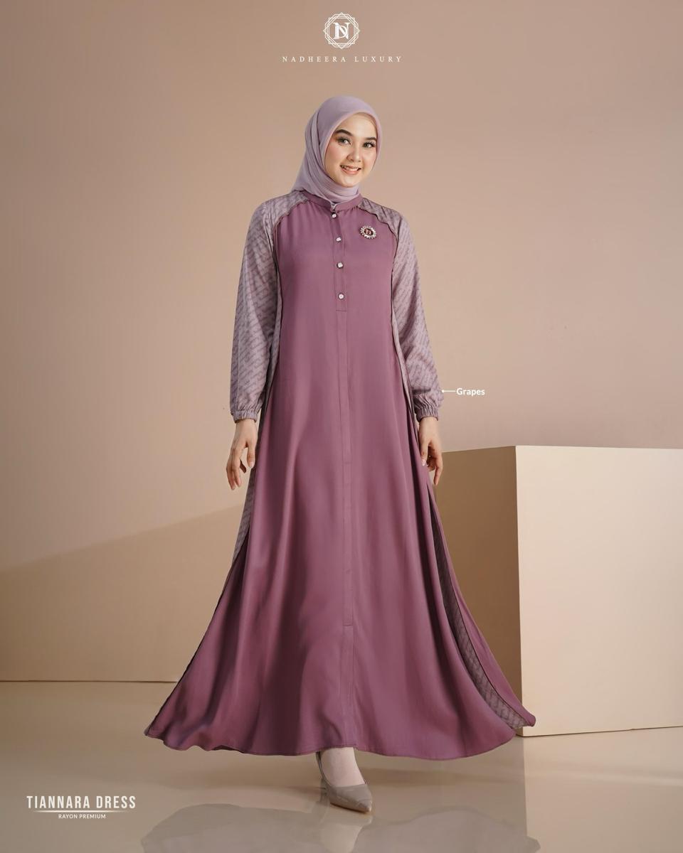 TIANNARA DRESS PANJANG WANITA BAHAN RAYON PREMIUM SIMPLE DAN ELEGAN NADHEERA LUXURY