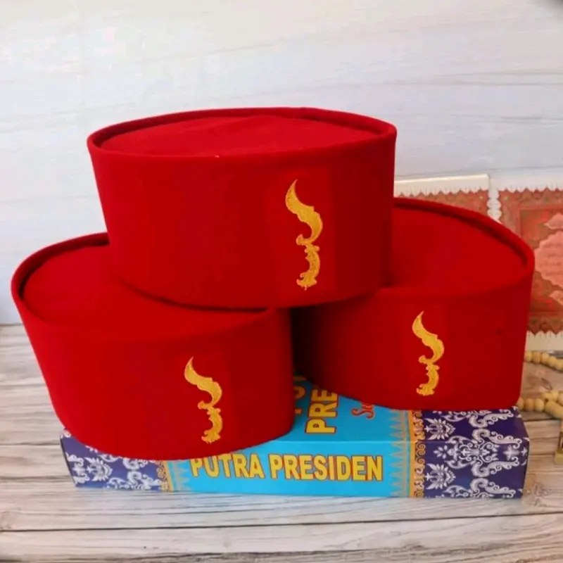 peci songkok kopiah motif kujang merah cabe Polos Logo peci songkok hitam 3