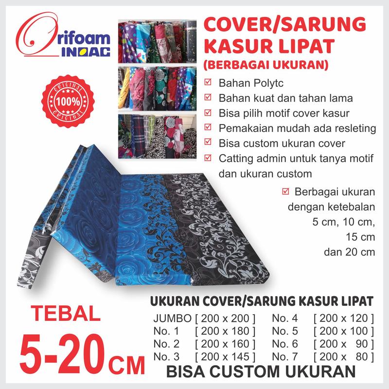 Sarung/Cover Kasur Lipat Inoac Resleting Tebal 15 Cm - Motif Custom - PolyTC Awet 1