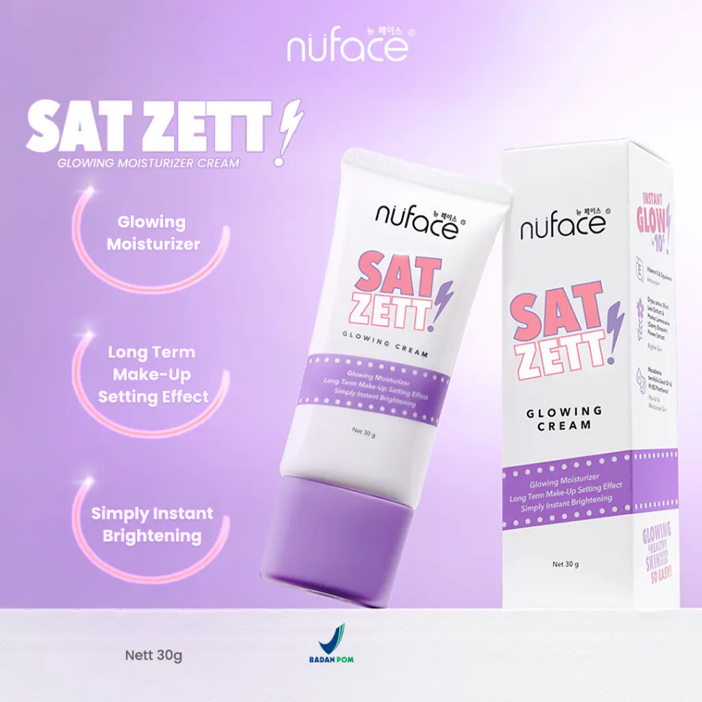 Nuface Sat Zett Glowing Moisturizer Cream 30gr | Moisturizer Mencerahkan 30gr