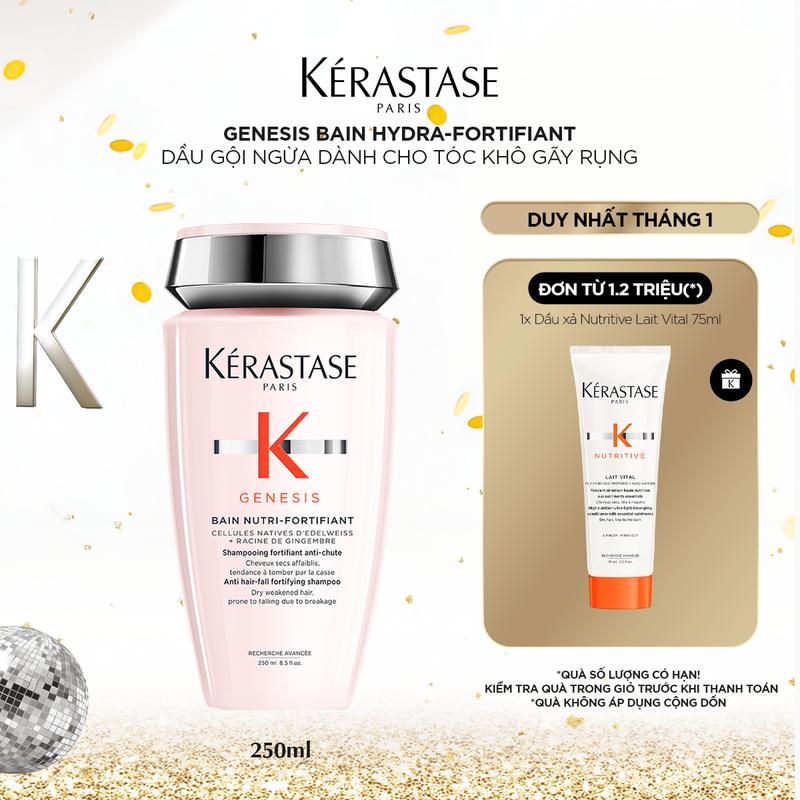  Dầu gội ngừa dành cho tóc khô gãy rụng Kerastase Genesis Bain Hydra-Fortifiant 250ml 