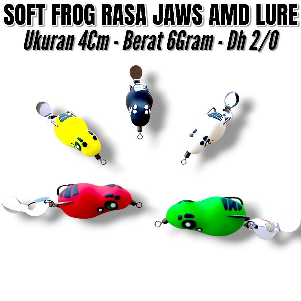 SOFT FROG RASA JAWS AMD LURE UKURAN 4CM. SOFT FROG BERISIK. SOFT FROG RASA JAWS. UMPAN CASTING GABUS