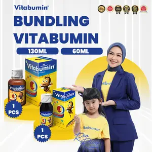 Paket Vitabumin Madu Ikan Gabus 130 ml 1 pcs dan Vitabumin Madu Ikan Gabus 60 ml 1 pcs untuk Pertumbuhan dan Kesehatan Anak