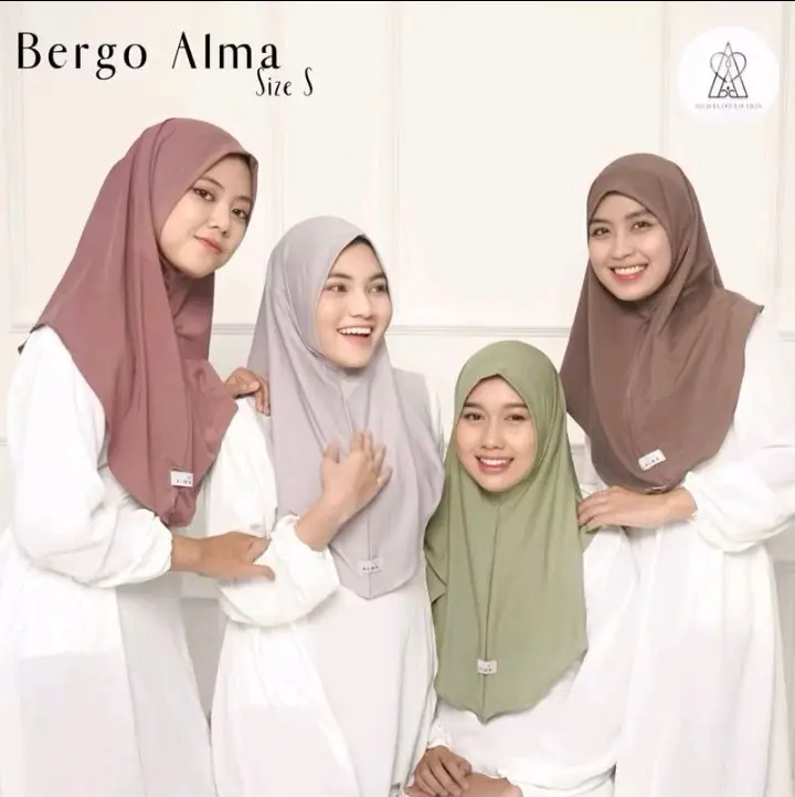 keudung bergo alma bahan adem bahan nya nyerap keringat,tidak bikin panas Kerudung