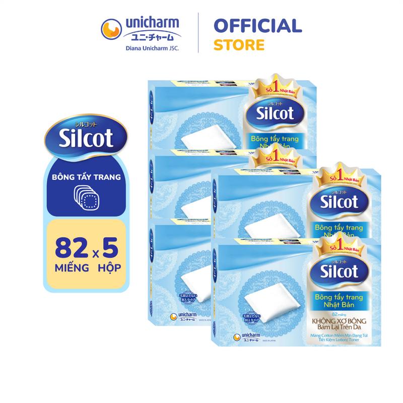 Combo 5 Hộp Bông Tẩy Trang Silcot 82 Miếng Hộp
