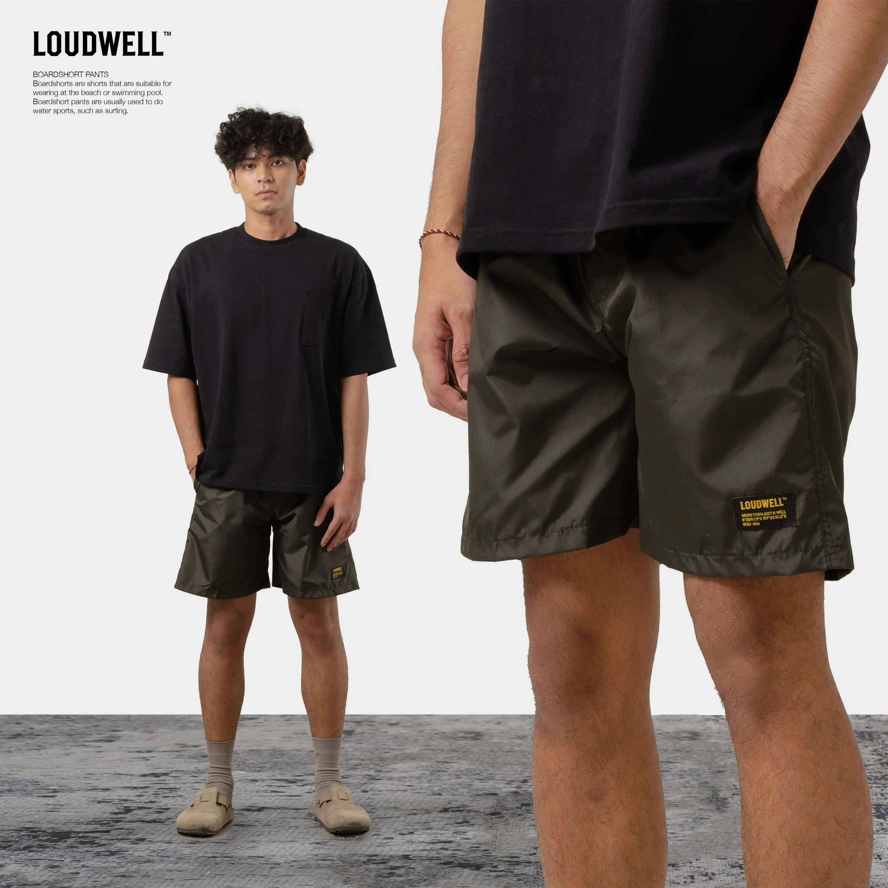 LOUDWELL Buckle Short Pants | Celana Pendek Pria Boardshort Pants Boxer Parasut Distro Santai Surfing
