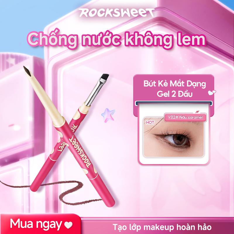 ROCKSWEET Bút Kẻ Mắt Gel Hai Đầu Kẻ Mượt Lên Màu Rõ Chống Nhòe Giữ Nét Lâu Trôi Thân Thiện Với Người Mới Dễ Tạo Hình Chuẩn Mọi Kiểu Mắt