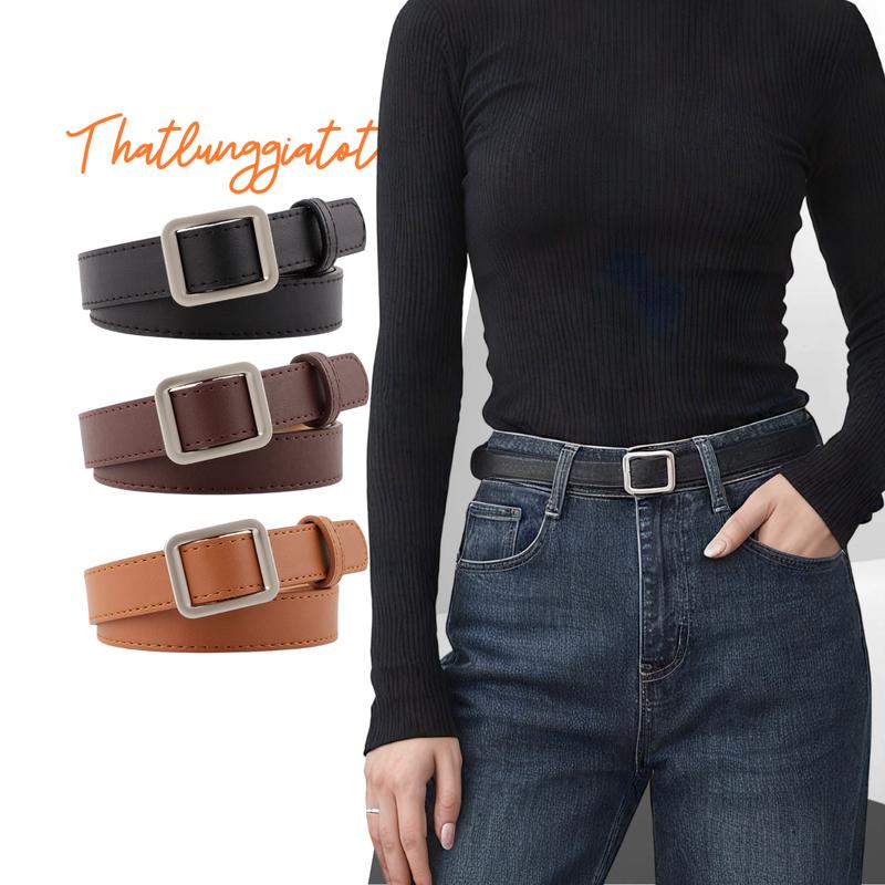 Thắt lưng nữ Ulzzang chữ nhật tròn không lỗ 2.3cm - Dây nịt học sinh bản nhỏ TL006 - Thắt Lưng Giá Tốt