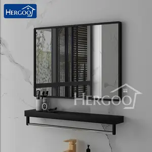 【Garansi】Cermin Gantung Dinding 40*60cm Cermin Kamar Mandi Persegi Panjang Dengan Rak Handuk Rak Cermin Terpasang Di Dinding Cermin Gantung