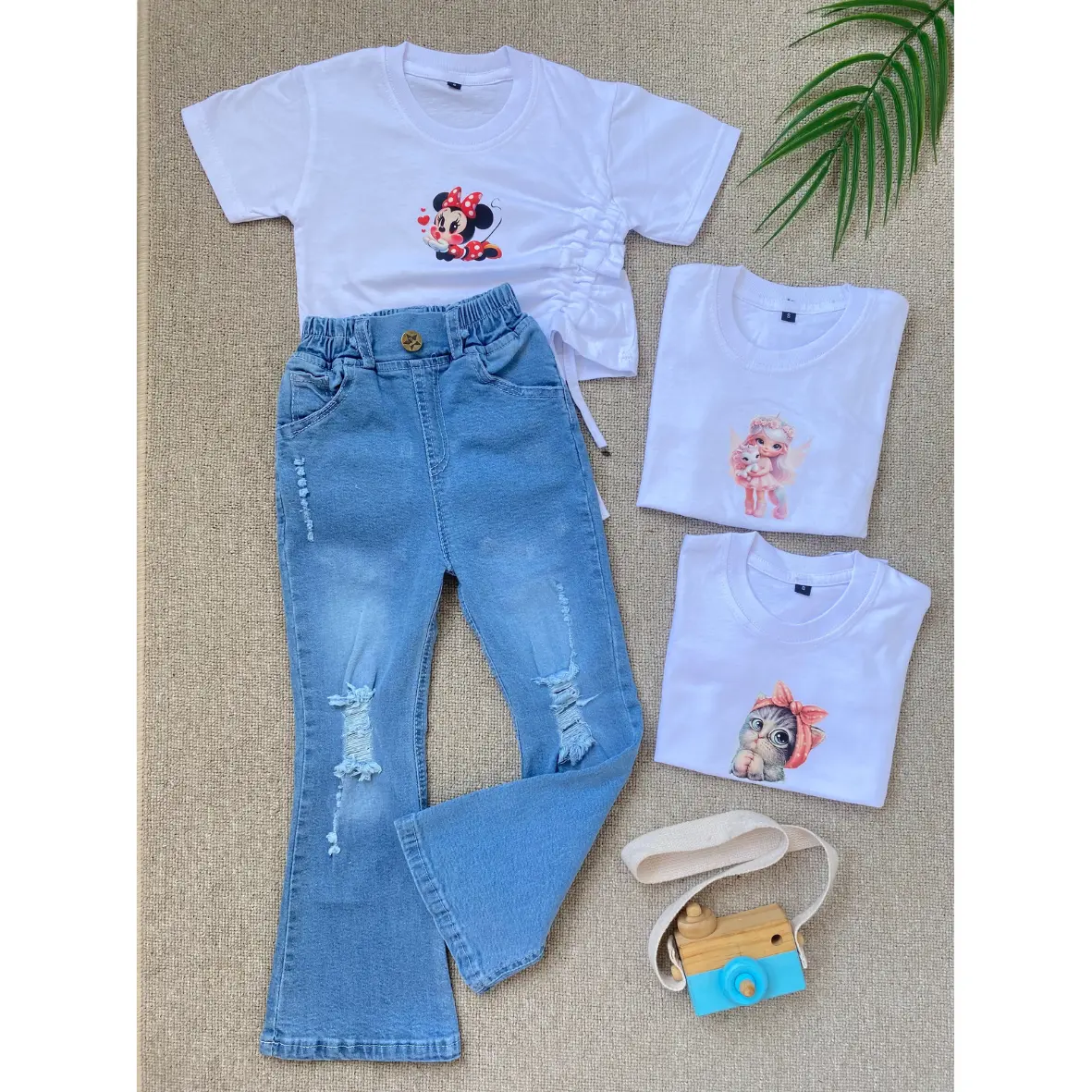 SETELAN CELANA JEANS CUTBRAY ANAK PEREMPUAN/ONE SET BAJU ANAK 1-12 TAHUN