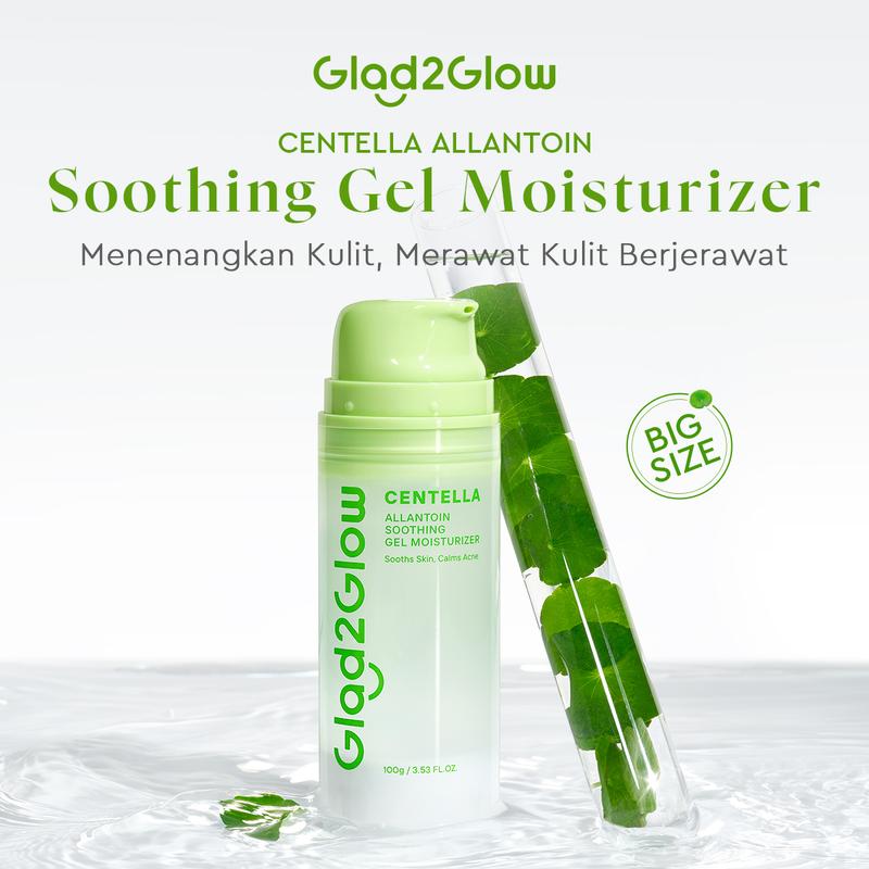 Glad2Glow Gel Moisturizer Centella Allantoin Soothing  30g/55/100g Berjerawat Wajah Acne care Calming Cooling soothing Lactic Silver Pelembab Acid Hyaluronic Bruntusan Perawatan Hitam Berminyak Hydrating G2G Skincare beauty Mencerahkan Glycolic 4