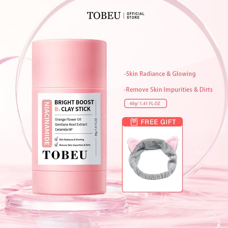 TOBEU Mặt nạ đất sét làm sáng da dạng thỏi Niacinamide dạng thỏi làm sạch sâu lỗ chân lông kiểm soát dầu làm trắng da mặt dạng thỏi cho mọi loại da 40g tặng kèm dây buộc tóc