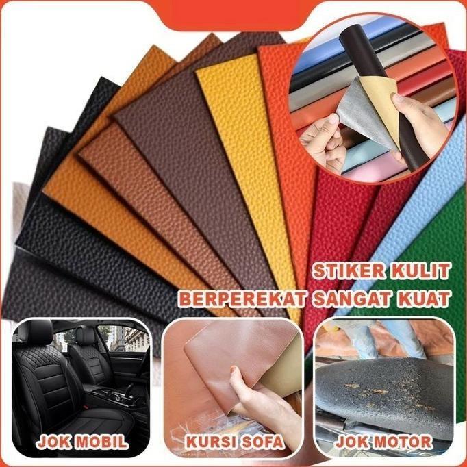 Stiker Kulit Sofa 20x120CM- Sticker Leather Repair perbaiki jok robek - Dark Brown - Beige 1