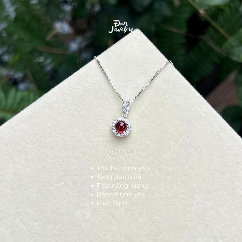 Dây chuyền nữ bạc 925 đá tròn Moonstone, garnet, aquamarine - Đan Jewelry - Dây chuyền Nguyệt quang - Xinh xắn, dễ thương DCNQ1 (Mua một, tặng một hộp đựng trang sức + nước rửa bạc miễn phí) 2