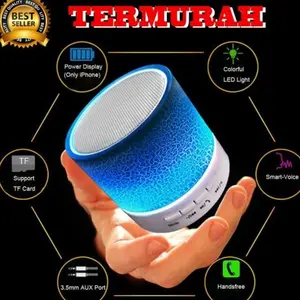 Balibyte Speaker mini Bluetooth Music Box S10 motif Retak Corak led Portable Wireless Speaker lampu LED Super Bass Corak Kaca Retak Pc Jam s10 Lampu For Pc with TF Card Speaker box Blutut bass