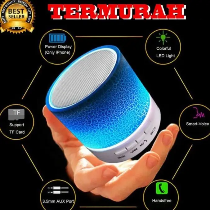 Speaker mini Bluetooth Music Box S10 motif Retak Corak led Portable Wireless Speaker lampu LED Super Bass Corak Kaca Retak Pc Jam s10 Lampu For Pc with TF Card Speaker box Blutut bass