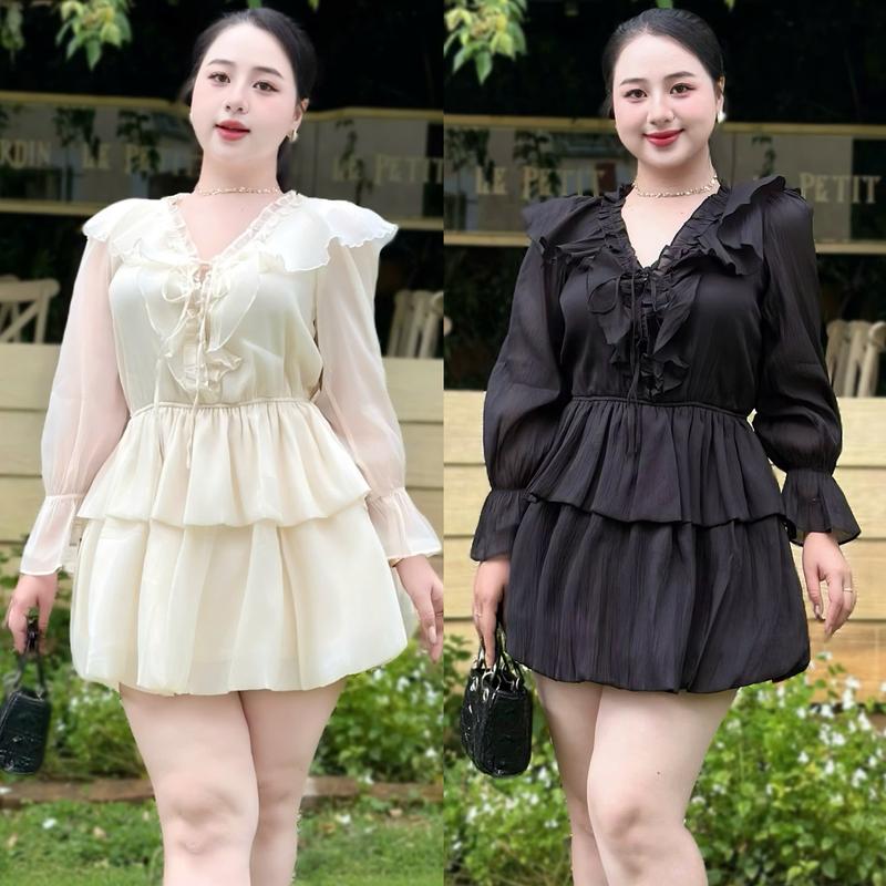 Set Đầm BIGSIZE Kèm Quần Bảo Hộ rời sang chảnh hack dáng đi tiệc đi làm đi chơi được may 2 lớp tỉ mỉ- Ú XINH STORE Đen Nữ Dress -D256 Tơ Nến Dáng Bí