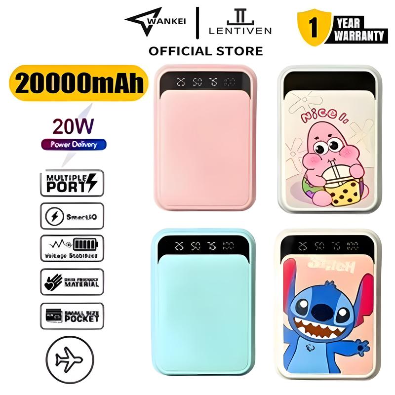 WANKEI LENTIVEN Powerbank 20000 mAh Cute Mini Kartun Screen Digital Display 1