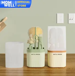 Momwell Sikat Botol Portable 6IN1 Sikat Botol Multifungsi Pembersih Botol Silikon BSH02
