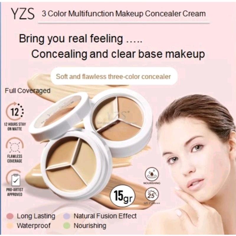 Yzs 3 Color Multifungsi Full Coverage Cream Foundation Concealer Wajah 3 Warna 0