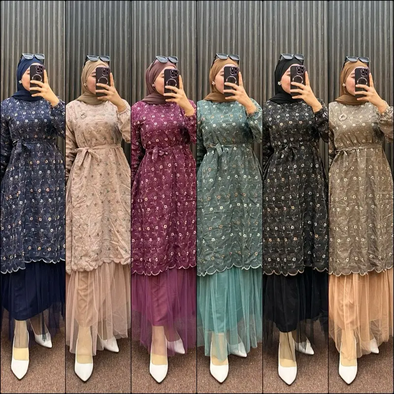 gamis leberan katbol tutu premium, gamis kekinian, gamis lebaran mewah