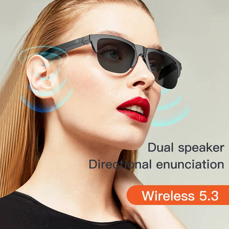 Kính mát Bluetooth không dây, kính thông minh, tai nghe chống ánh sáng xanh, âm thanh nổi, loa đôi, tai nghe cảm ứng