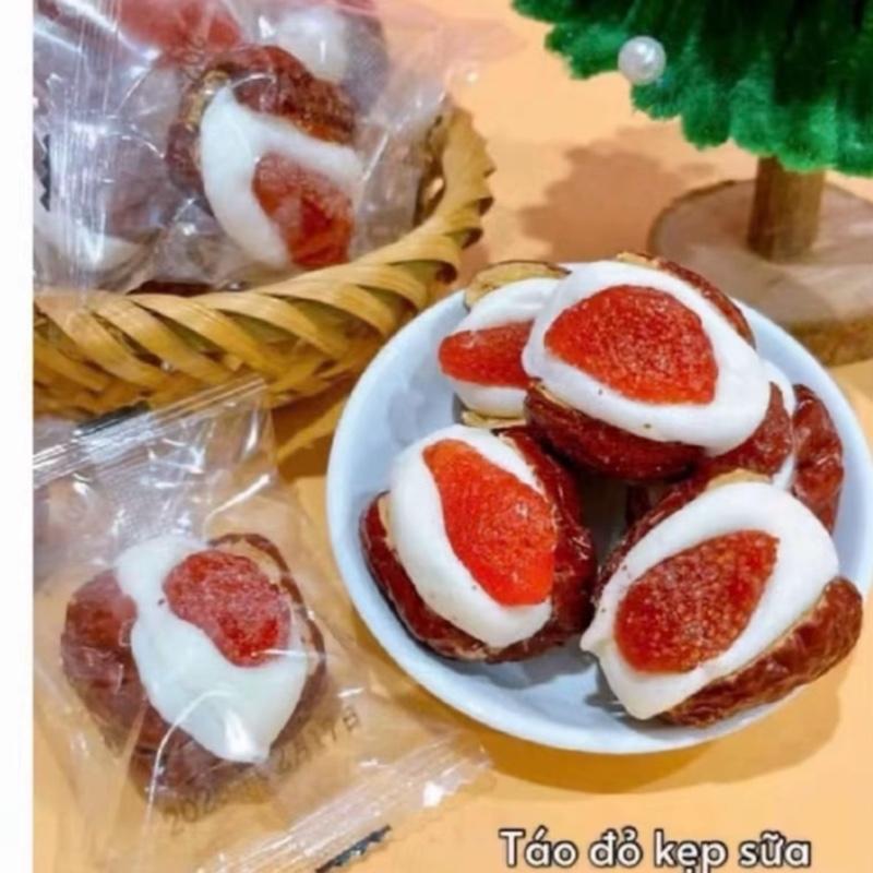  1Kg Kẹo Táo Đỏ Kẹp Sữa Lạc Đà Kẹp Hạt Điều 