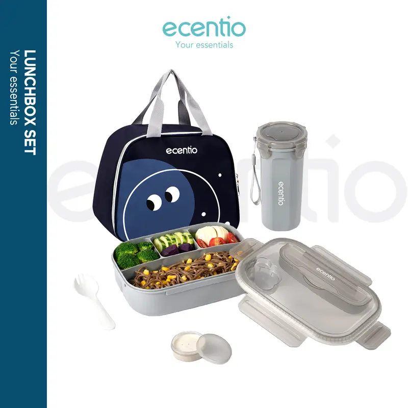 ecentio kotak bekal anti tumpah kotak tempat bekal 1200ml+500ml+Lunch Bag Kitchenware 1