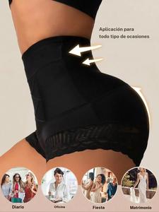 Braguitas fajadoras de cintura alta para mujer, con encaje y retazos sexys, sin costuras para levantar glúteos, ideales para uso diario casual