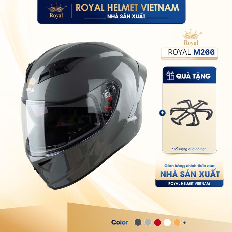 Mũ Bảo Hiểm Fullface Royal M266 Trơn 2 Kính Chính Hãng, Nón Bảo Hiểm Đi Phượt Fullface Cao Cấp Cho Nam Nữ | Trực tiếp từ NSX