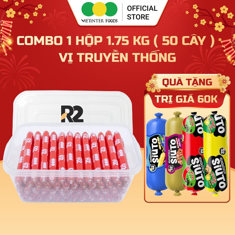Tặng 4 Xúc Xích Siuto Hộp 50 Cây Xúc Xích Heo 35g Cây Ngon Dinh Dưỡng Tiệt Trùng R2 Vietinter Foods
