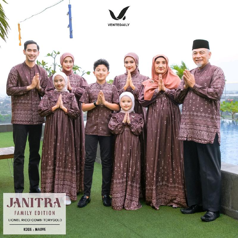 SISOL - JANITRA FAMILY SET SERIES ORI VENTEDAILY 2025 - Baju Seragam Sarimbit Lebaran Idul Fitri Idul Adha Halal Bihalal Keluarga Dress Dewasa dan Anak + Kemeja Koko Dewasa dan Anak Kembaran Motif dan Bahan Leonel Ricci mix Torygold Premium Ekskulif 8